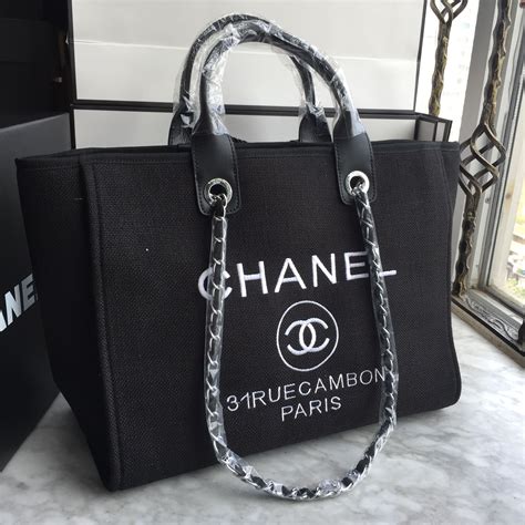 chanel black white tote bag|chanel shopping tote price.